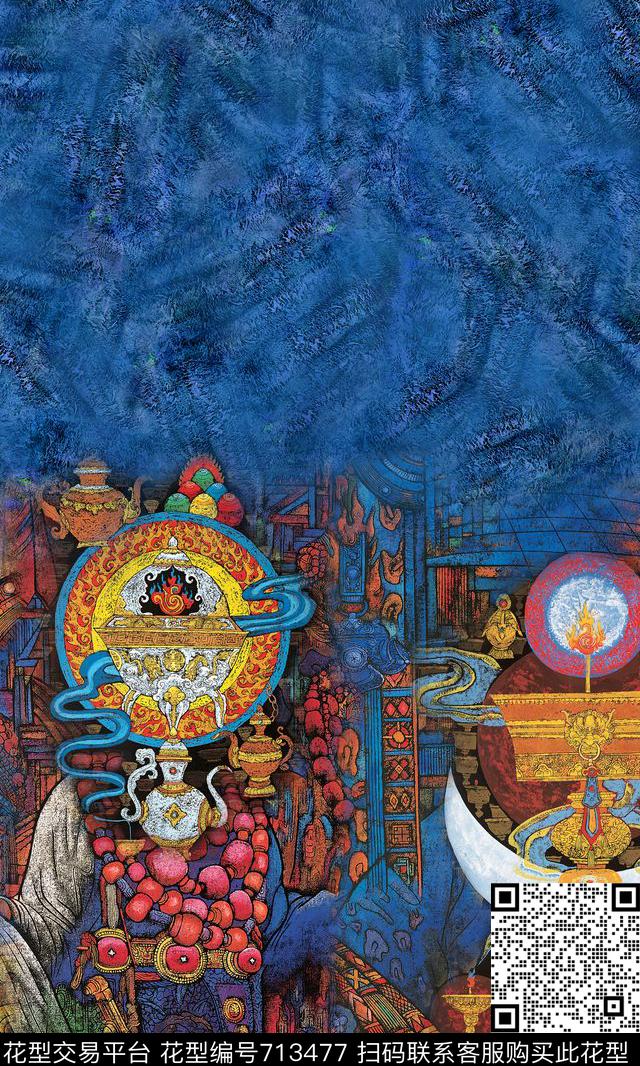 民族风肌理图腾数码印花华亿平台下载（图片编号: 713477） - 瓦栏（Walan）