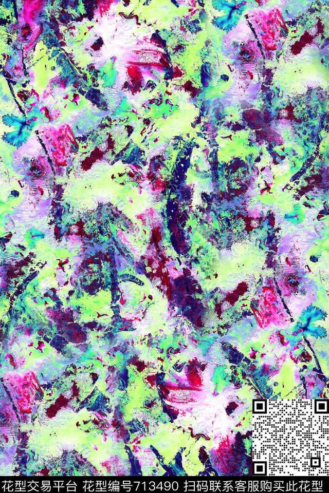 油画肌理抽象自然肌理数码印花华亿平台下载（图片编号: 713490） - 瓦栏（Walan）