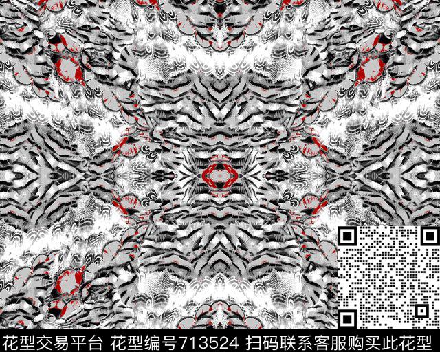 涂鸦抽象线条传统印花华亿平台下载（图片编号: 713524） - 瓦栏（Walan）