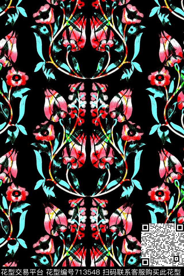 曝光过渡花纹数码印花华亿平台下载（图片编号: 713548） - 瓦栏（Walan）