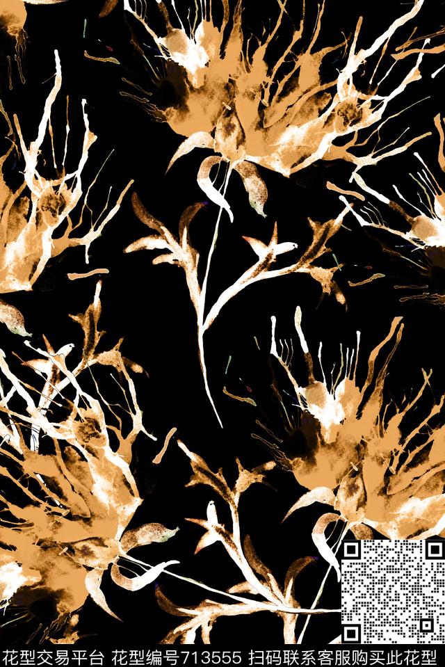 抽象手绘肌理数码印花华亿平台下载（图片编号: 713555） - 瓦栏（Walan）