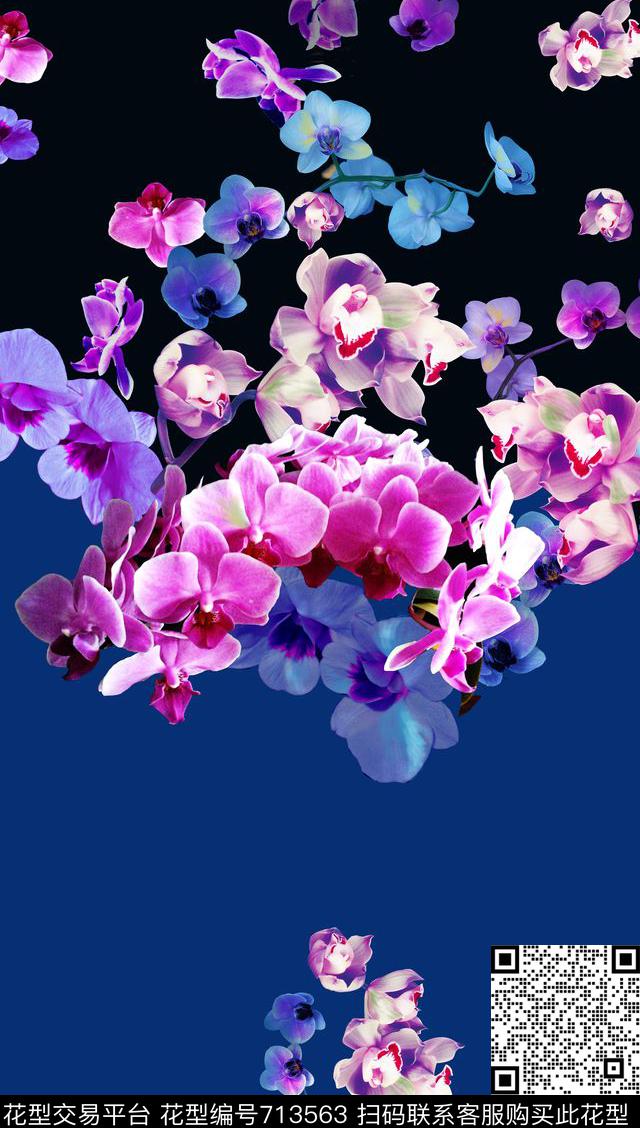 花朵欧美风花卉印花花卉数码印花华亿平台下载（图片编号: 713563） - 瓦栏（Walan）