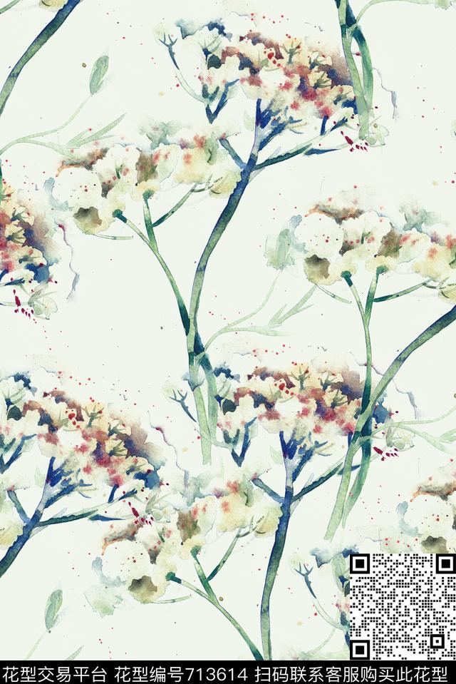时尚抽象手绘数码印花华亿平台下载（图片编号: 713614） - 瓦栏（Walan）
