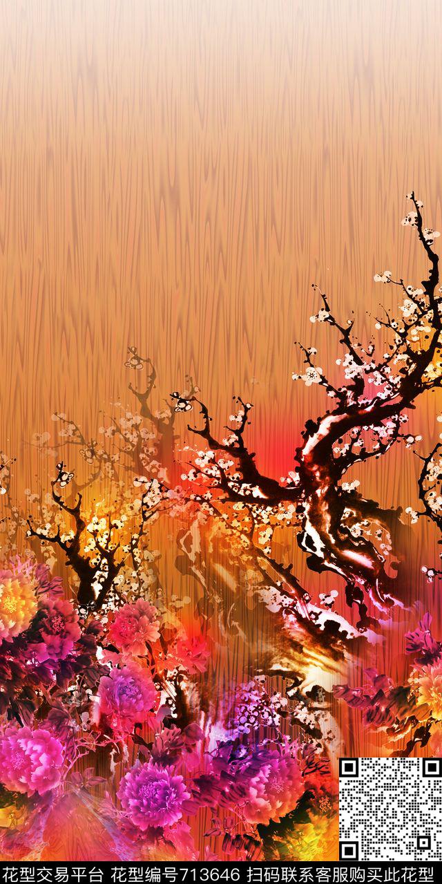 中老年女装中国风单边定位数码印花华亿平台下载（图片编号: 713646） - 瓦栏（Walan）