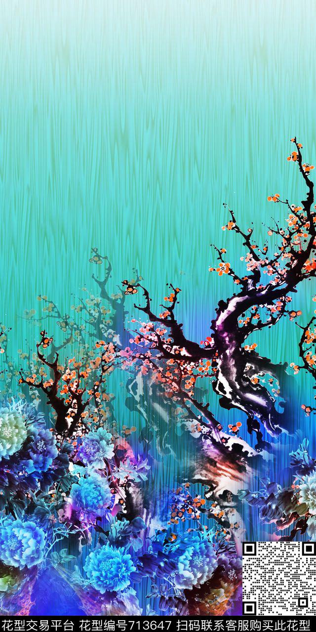 中老年女装中国风单边定位数码印花华亿平台下载（图片编号: 713647） - 瓦栏（Walan）