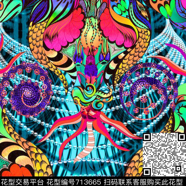 neonseaanimal数码印花华亿平台下载（图片编号: 713665） - 瓦栏（Walan）