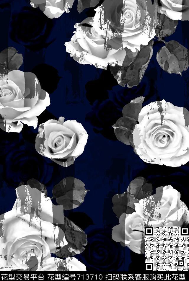 男装花卉笔刷女装印花数码印花华亿平台下载（图片编号: 713710） - 瓦栏（Walan）