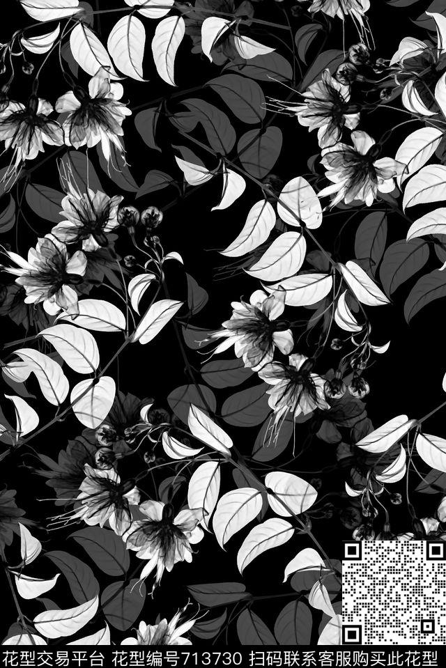 树叶男装花女装花数码印花华亿平台下载（图片编号: 713730） - 瓦栏（Walan）