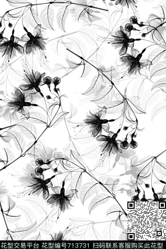树叶男装花女装花数码印花华亿平台下载（图片编号: 713731） - 瓦栏（Walan）