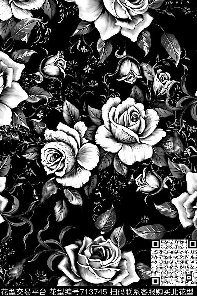 抽象手绘中国风青花瓷花卉数码印花时尚潮流女装裙子旗袍民族风印花时尚大牌欧美复古女装夹克外套印花数码印花华亿平台下载（图片编号: 713745） - 瓦栏（Walan）