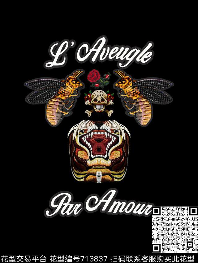 民族风狮子蜜蜂传统印花华亿平台下载（图片编号: 713837） - 瓦栏（Walan）