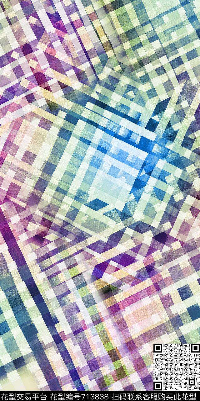 几何抽象马赛克数码印花华亿平台下载（图片编号: 713838） - 瓦栏（Walan）