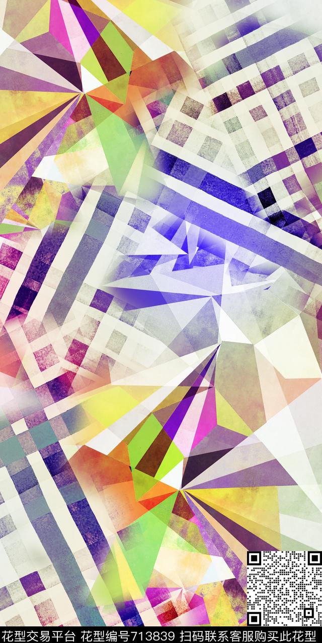 几何抽象马赛克数码印花华亿平台下载（图片编号: 713839） - 瓦栏（Walan）