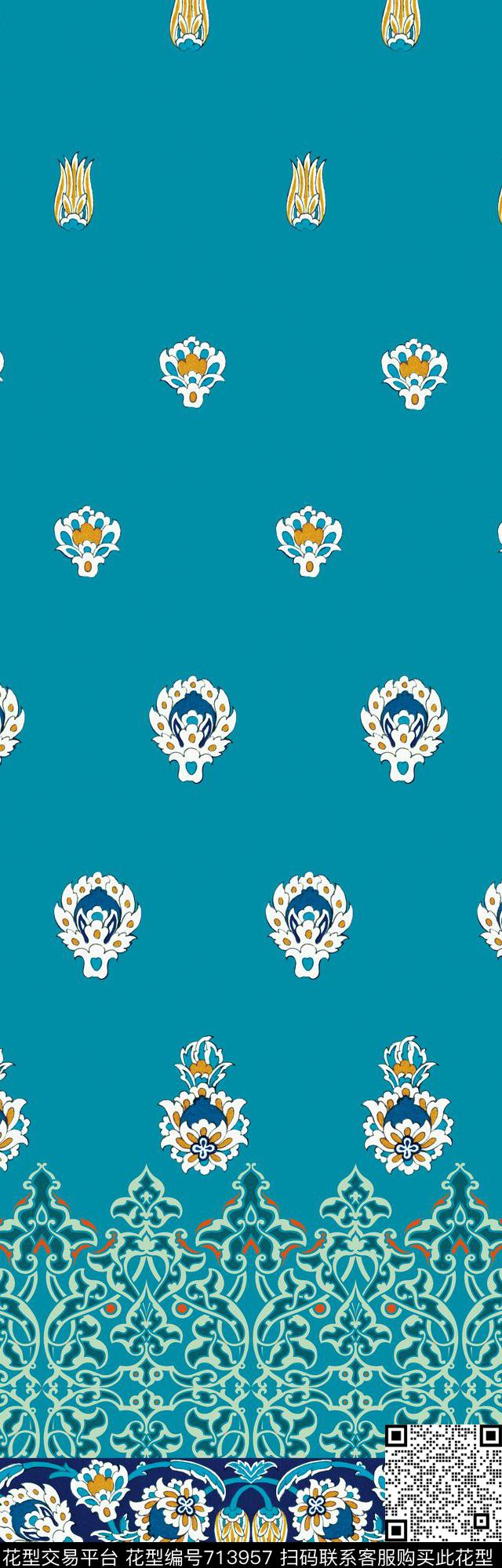 抽象波西米亚民族风数码印花华亿平台下载（图片编号: 713957） - 瓦栏（Walan）