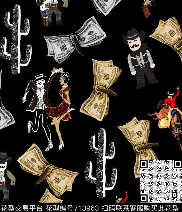 卡通骑马大牌数码印花华亿平台下载（图片编号: 713963） - 瓦栏（Walan）