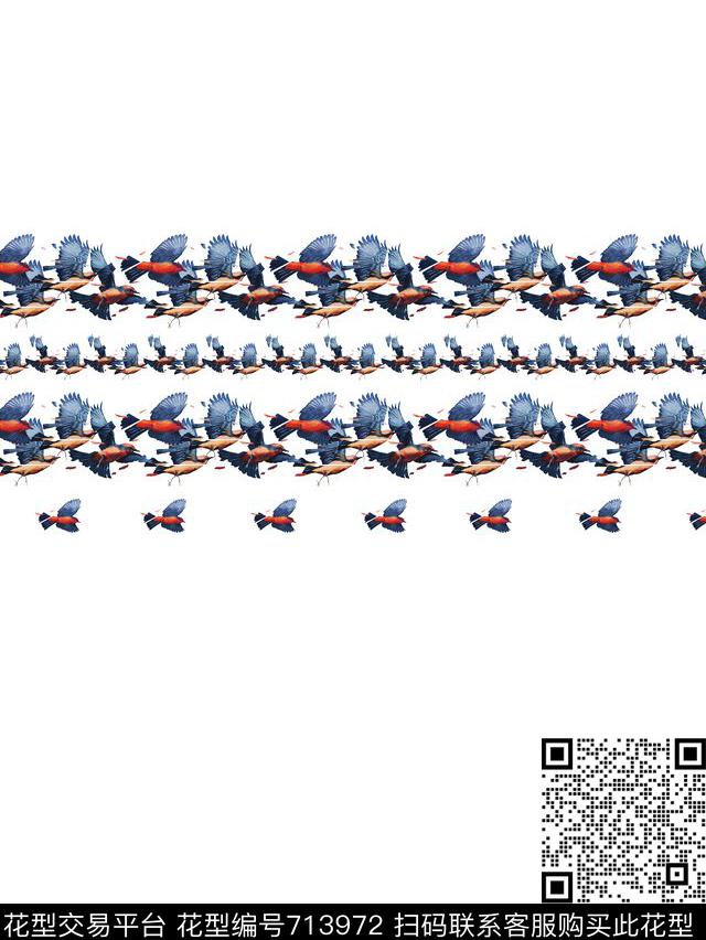 油画鸟聚集格子原创时尚男装数码印花华亿平台下载（图片编号: 713972） - 瓦栏（Walan）