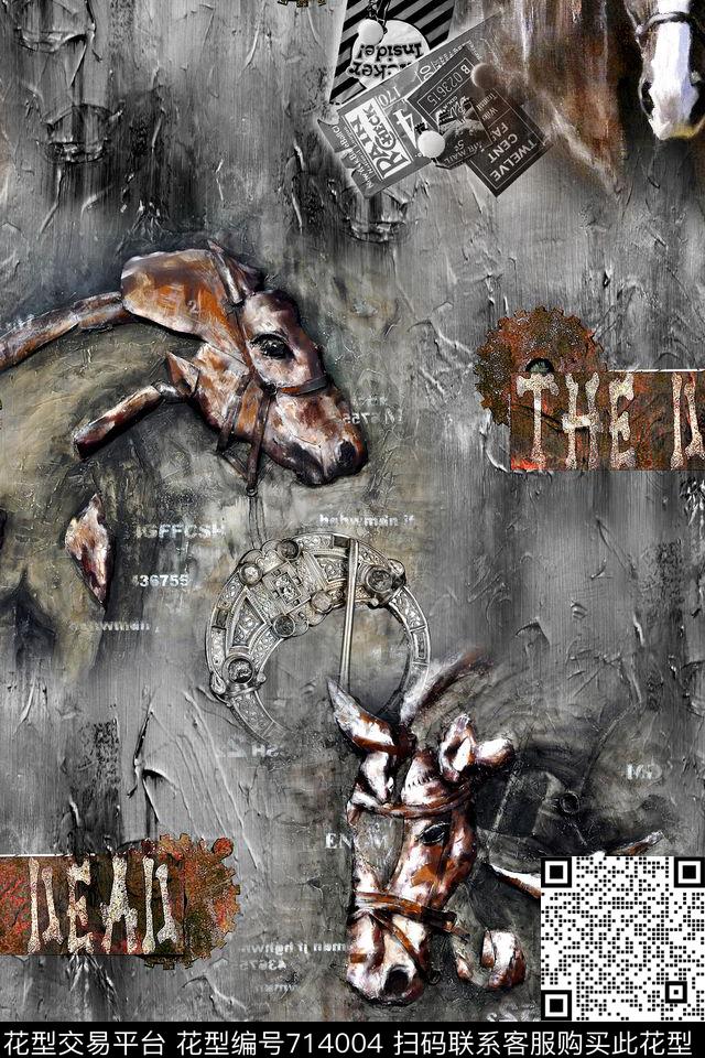 抽象几何动物头数码印花华亿平台下载（图片编号: 714004） - 瓦栏（Walan）