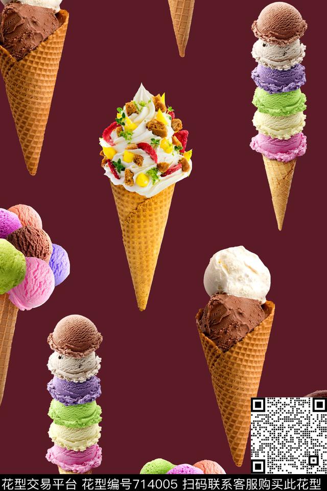 时尚趣味冰淇淋数码印花华亿平台下载（图片编号: 714005） - 瓦栏（Walan）