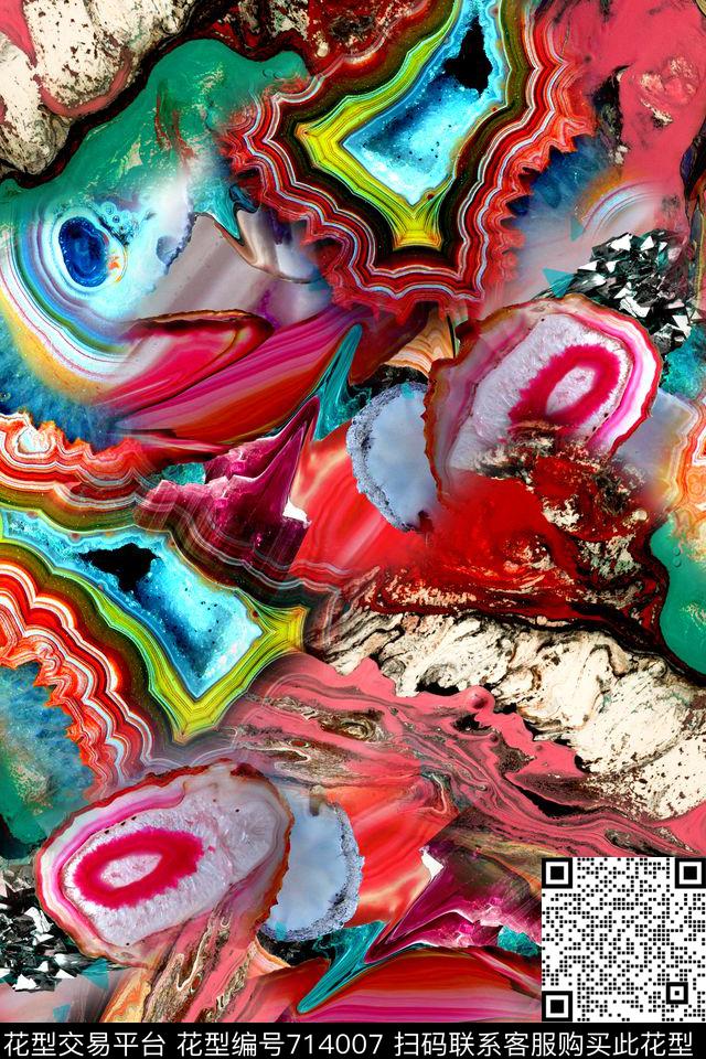 抽象几何矿石数码印花华亿平台下载（图片编号: 714007） - 瓦栏（Walan）