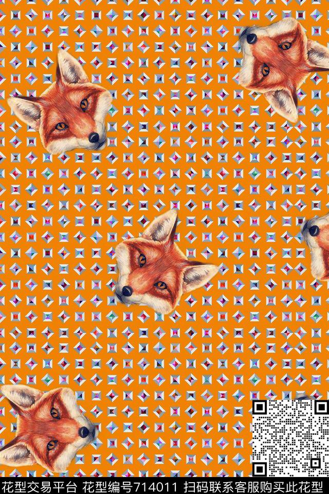 砖石几何格子数码印花华亿平台下载（图片编号: 714011） - 瓦栏（Walan）