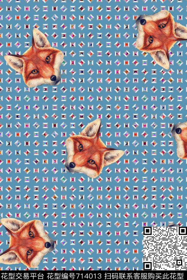 砖石几何格子数码印花华亿平台下载（图片编号: 714013） - 瓦栏（Walan）