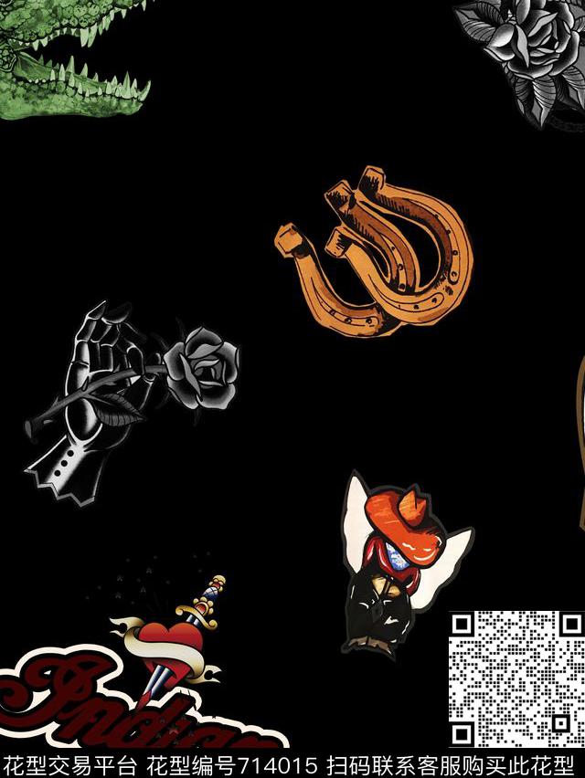 大牌卡通鳄鱼数码印花华亿平台下载（图片编号: 714015） - 瓦栏（Walan）