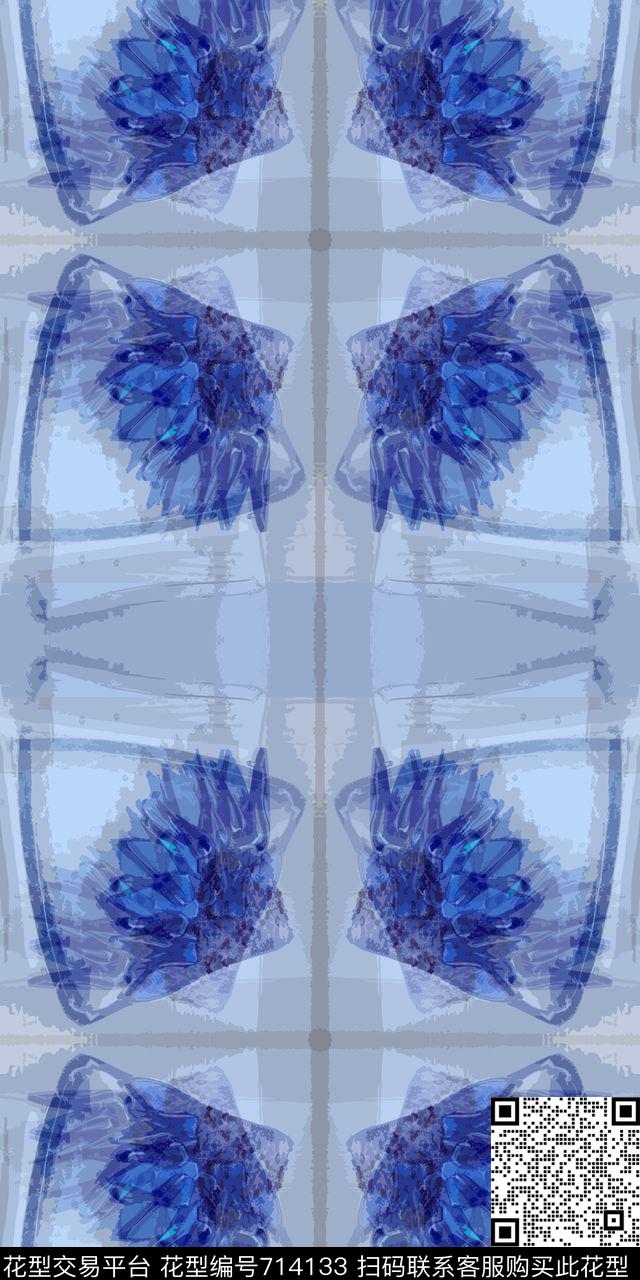 格子混搭抽象花卉创意格子数码印花华亿平台下载（图片编号: 714133） - 瓦栏（Walan）