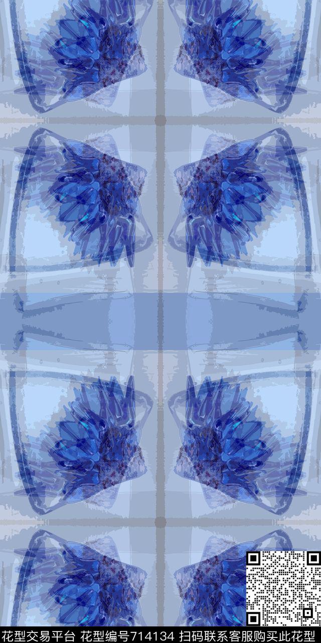 格子混搭抽象花卉创意格子数码印花华亿平台下载（图片编号: 714134） - 瓦栏（Walan）