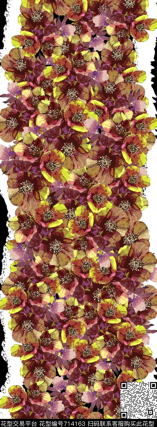丝巾长巾花卉时尚数码印花华亿平台下载（图片编号: 714163） - 瓦栏（Walan）