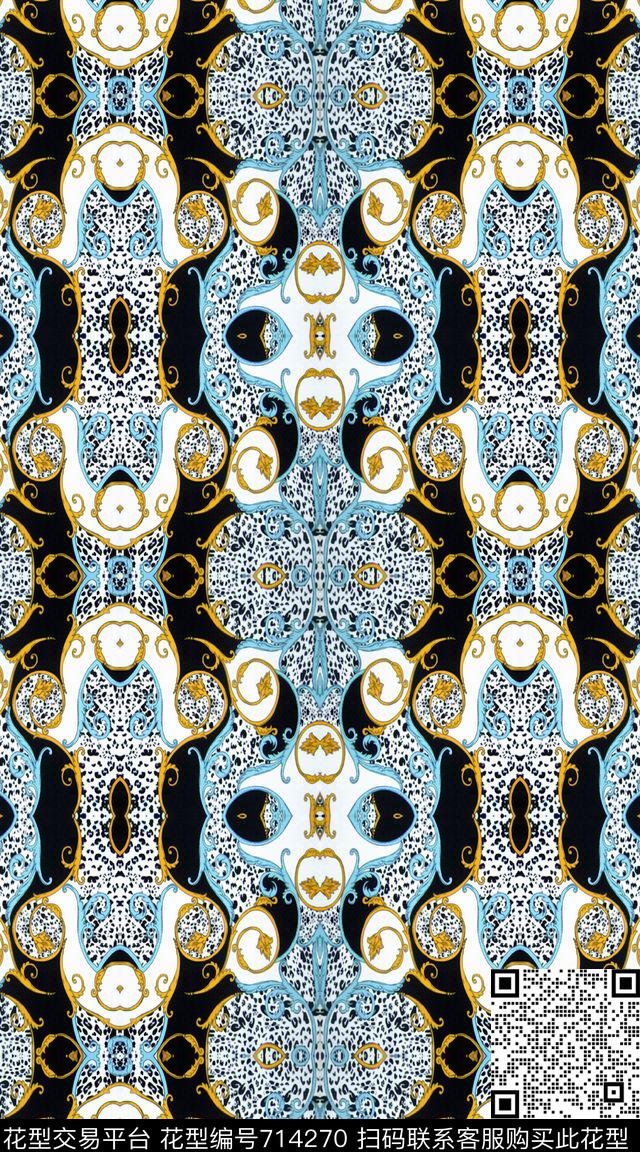 抽象几何色块数码印花华亿平台下载（图片编号: 714270） - 瓦栏（Walan）