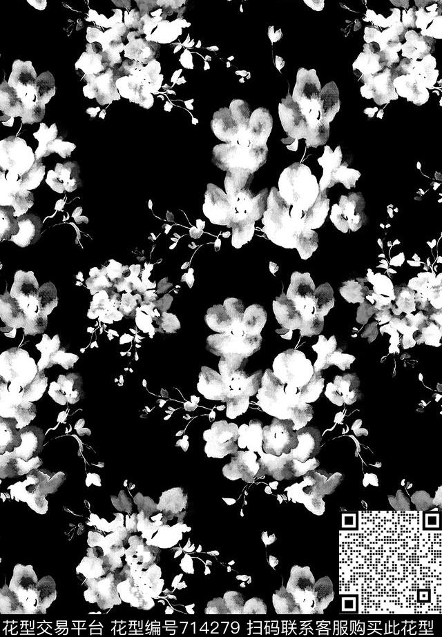 艺术花卉抽象数码印花华亿平台下载（图片编号: 714279） - 瓦栏（Walan）
