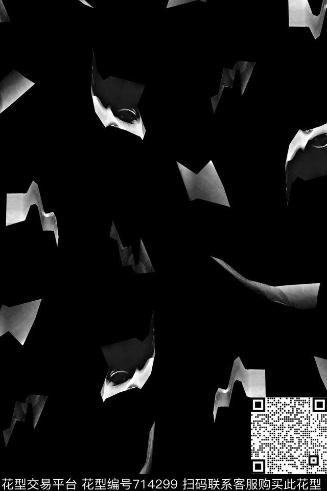 几何并块花卉女装印花数码印花华亿平台下载（图片编号: 714299） - 瓦栏（Walan）