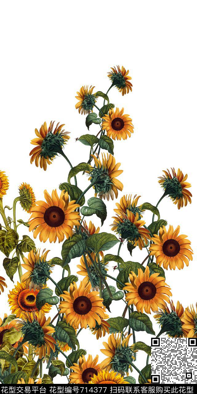 DG杜嘉邦纳风格向日葵连衣裙数码印花华亿平台下载（图片编号: 714377） - 瓦栏（Walan）