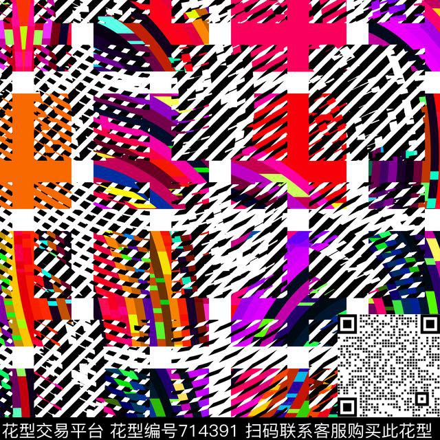 不规则几何女装几何数码印花华亿平台下载（图片编号: 714391） - 瓦栏（Walan）