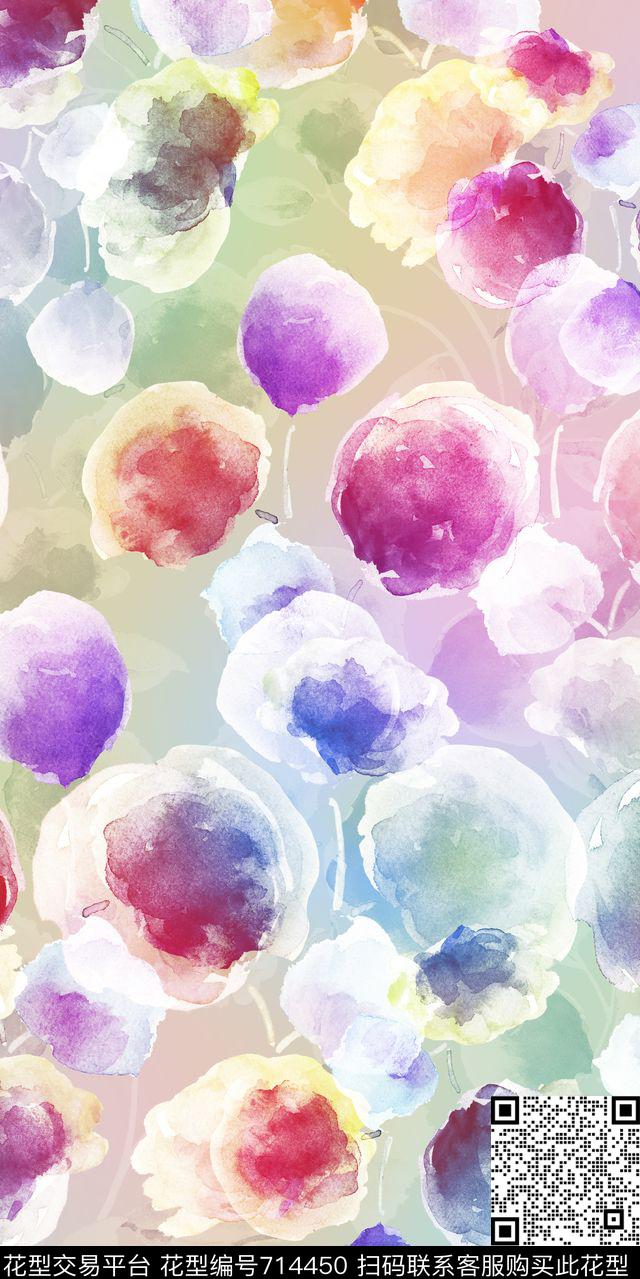 圆圈圆点色块数码印花华亿平台下载（图片编号: 714450） - 瓦栏（Walan）