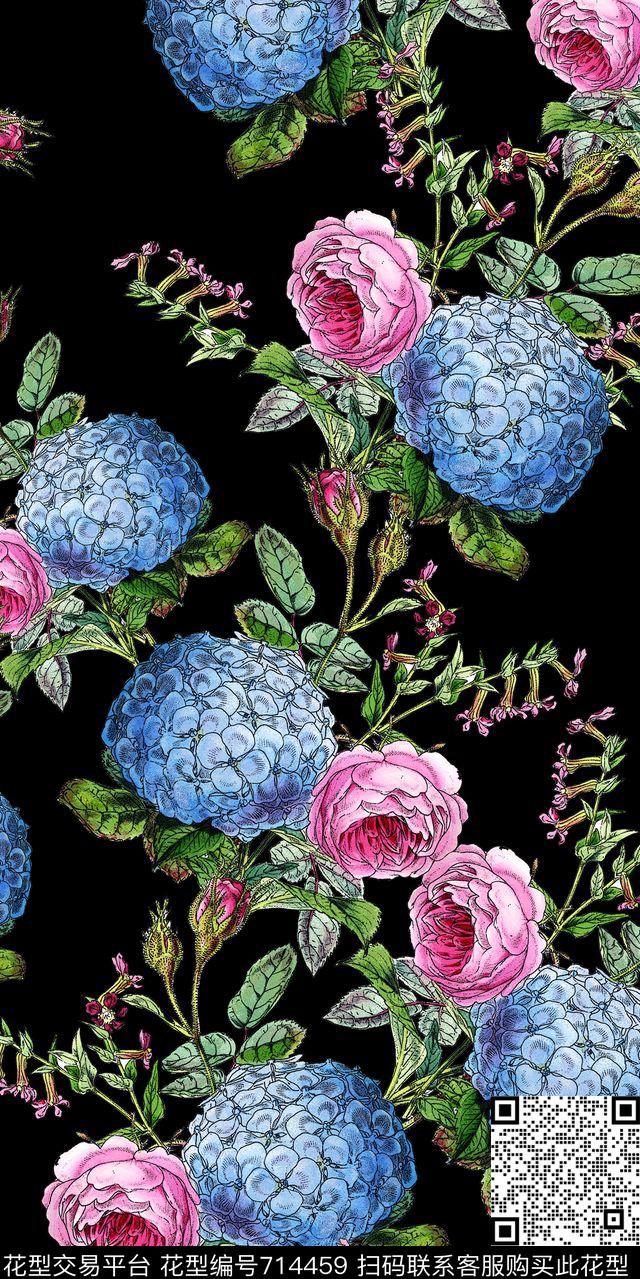 小碎花花朵花卉数码印花华亿平台下载（图片编号: 714459） - 瓦栏（Walan）
