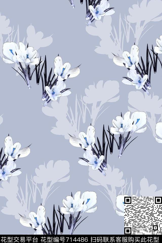 兰花花朵花卉数码印花华亿平台下载（图片编号: 714486） - 瓦栏（Walan）