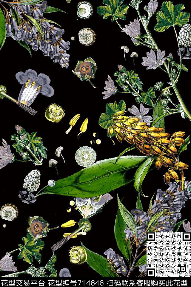 花朵时尚花卉数码印花华亿平台下载（图片编号: 714646） - 瓦栏（Walan）
