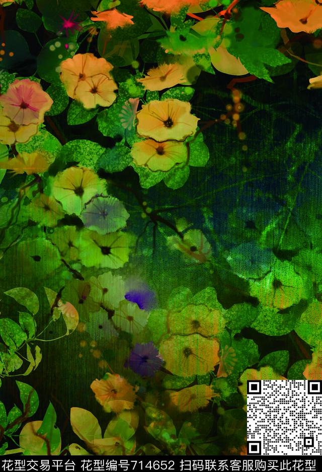 花朵小碎花荷花数码印花华亿平台下载（图片编号: 714652） - 瓦栏（Walan）