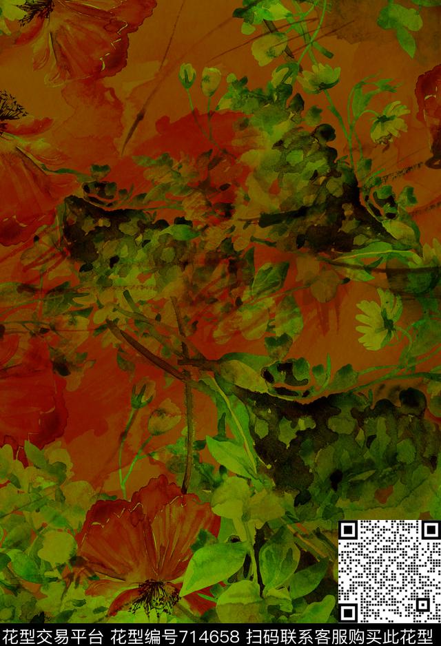 花瓣康乃馨花朵数码印花华亿平台下载（图片编号: 714658） - 瓦栏（Walan）