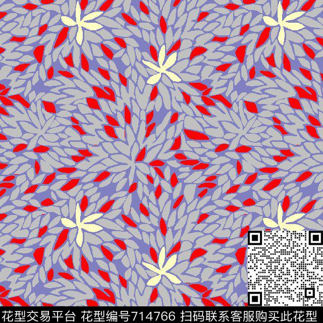 格子抽象花卉数码印花华亿平台下载（图片编号: 714766） - 瓦栏（Walan）