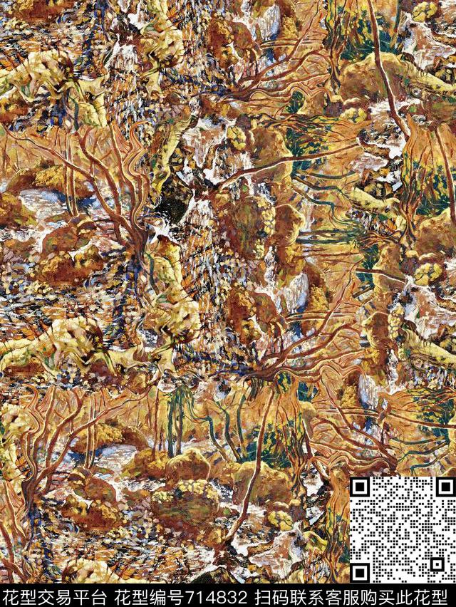 复古抽象男装华亿平台数码印花华亿平台下载（图片编号: 714832） - 瓦栏（Walan）