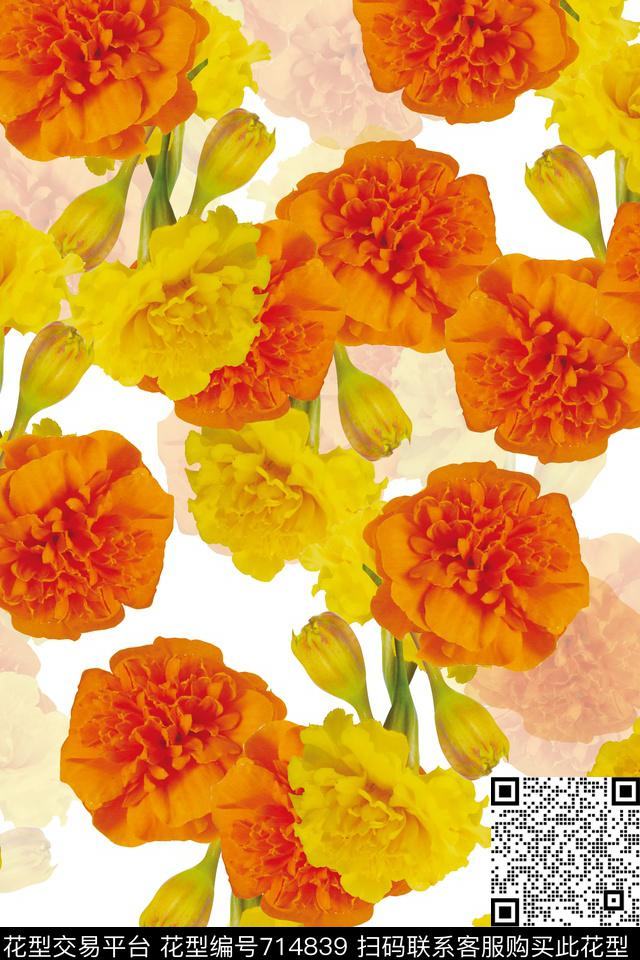 花瓣花朵花卉数码印花华亿平台下载（图片编号: 714839） - 瓦栏（Walan）