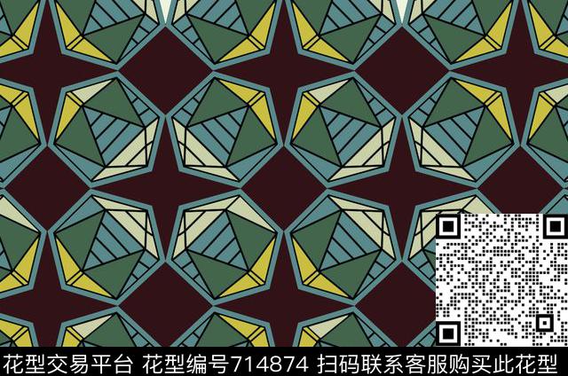 男装衬衫小几何数码印花华亿平台下载（图片编号: 714874） - 瓦栏（Walan）