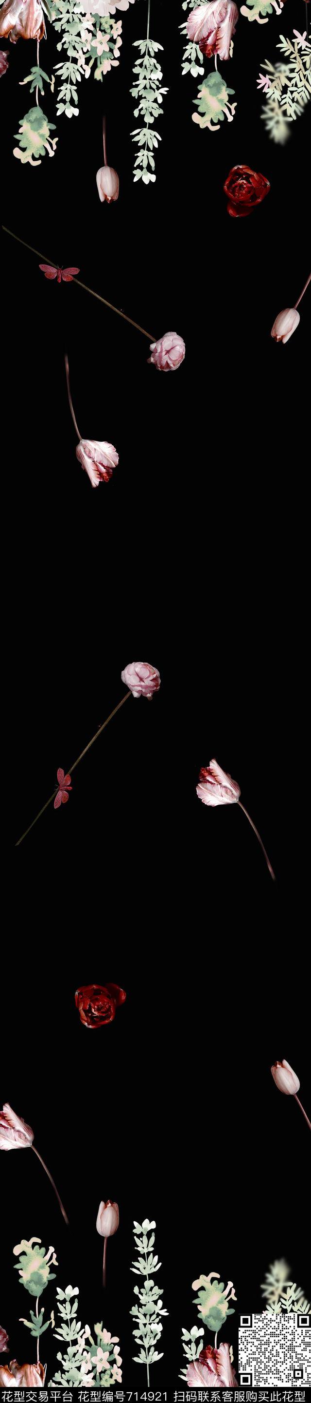 色彩文艺花卉围巾数码印花华亿平台下载（图片编号: 714921） - 瓦栏（Walan）