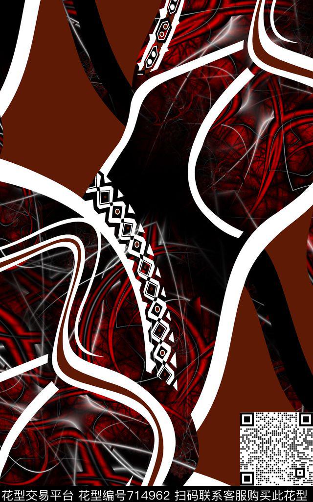 条纹波普抽象数码印花华亿平台下载（图片编号: 714962） - 瓦栏（Walan）