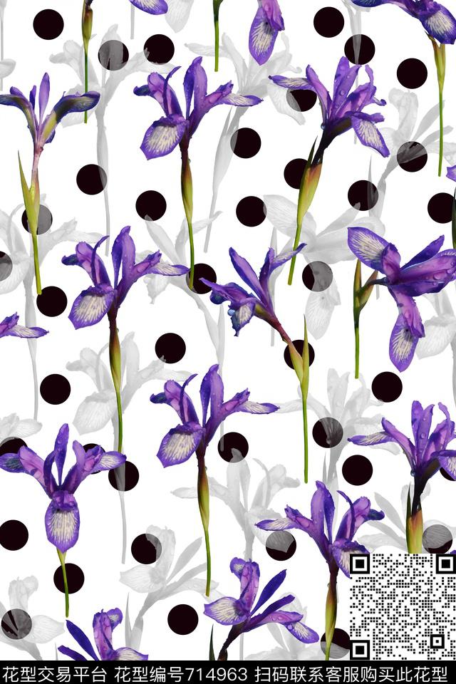 水彩花卉波点几何数码印花华亿平台下载（图片编号: 714963） - 瓦栏（Walan）