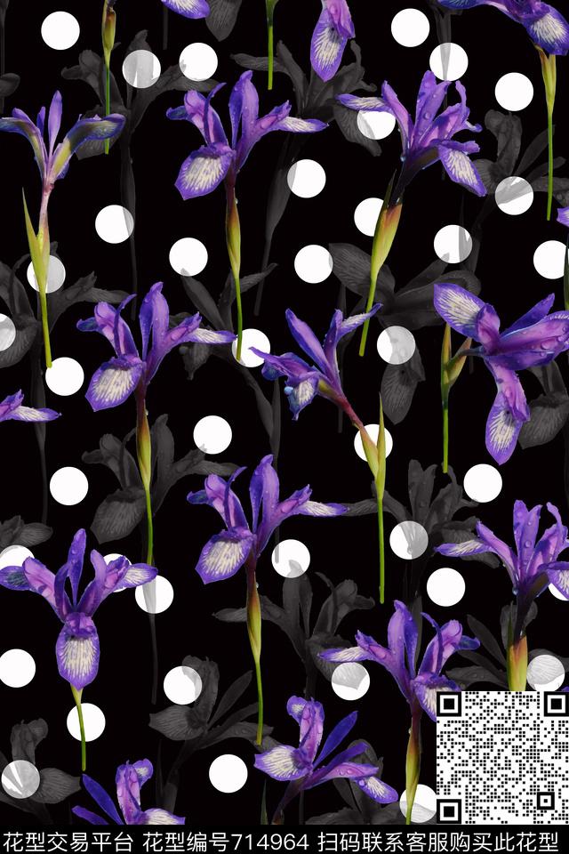 水彩花卉波点几何数码印花华亿平台下载（图片编号: 714964） - 瓦栏（Walan）