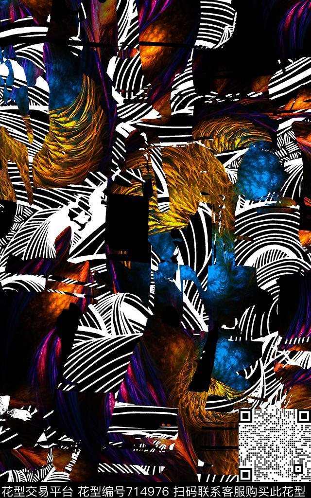 几何条纹名族数码印花华亿平台下载（图片编号: 714976） - 瓦栏（Walan）