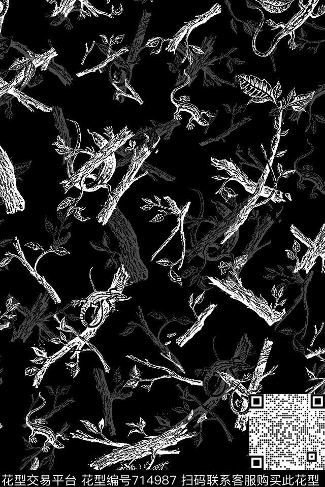 树枝动物男装抽象手绘T恤印花卫衣加克印花衬衫裤子印花外套印花羽绒服印花时尚潮流潮牌大牌复古英文字欧美高清数码立体传统印花华亿平台下载（图片编号: 714987） - 瓦栏（Walan）